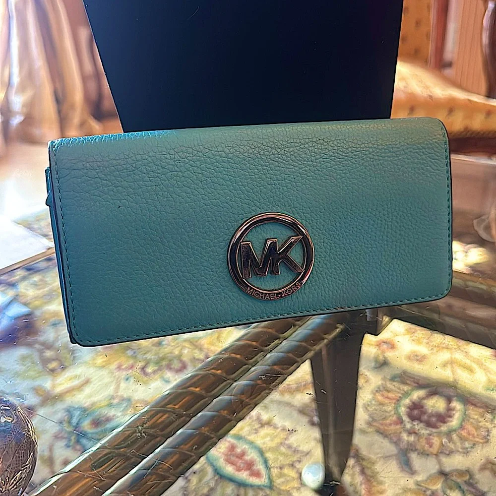 Michael Kors Turquoise Leather Wallet - Picture 2 of 8
